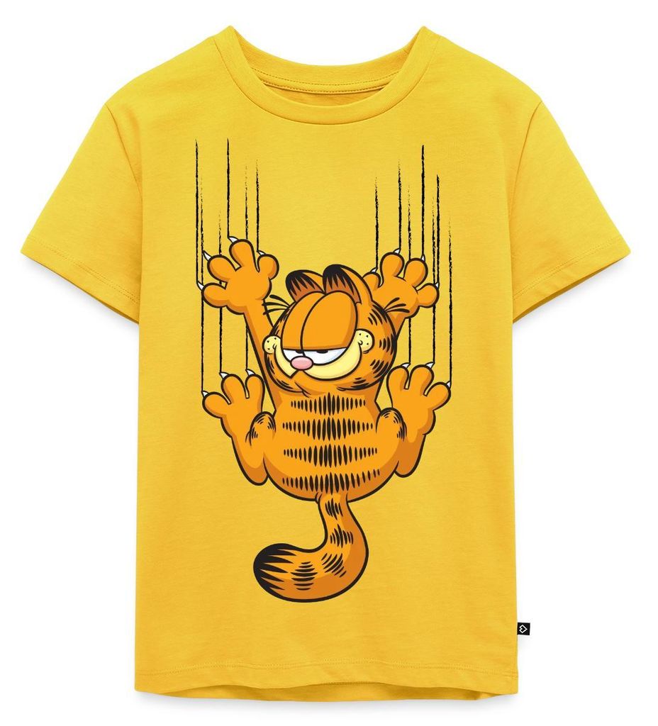 Spreadshirt Garfield Kratzer Kinder Premium T-Shirt, 110/116 (4 Jahre), Sonnengelb