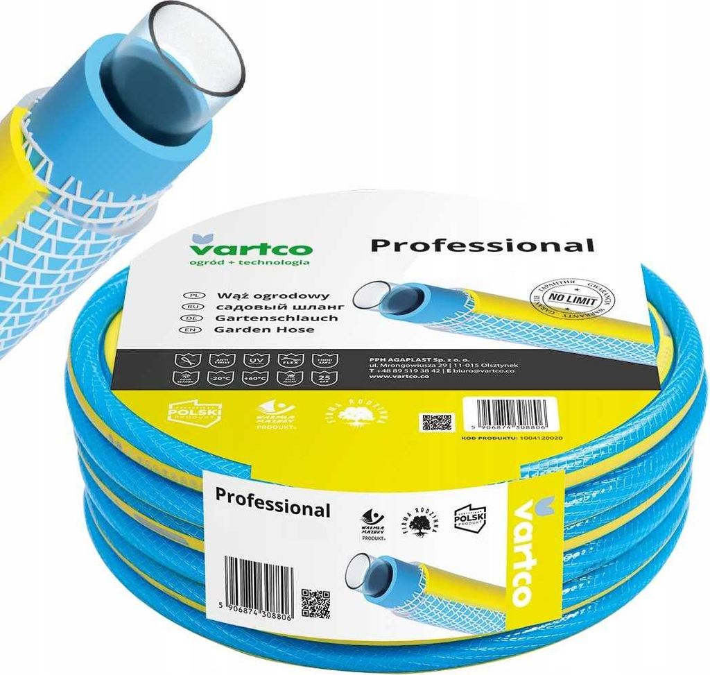 Gartenwasserschlauch 3/4" 50M Professional 4-Lagig Vartco Produktbild 