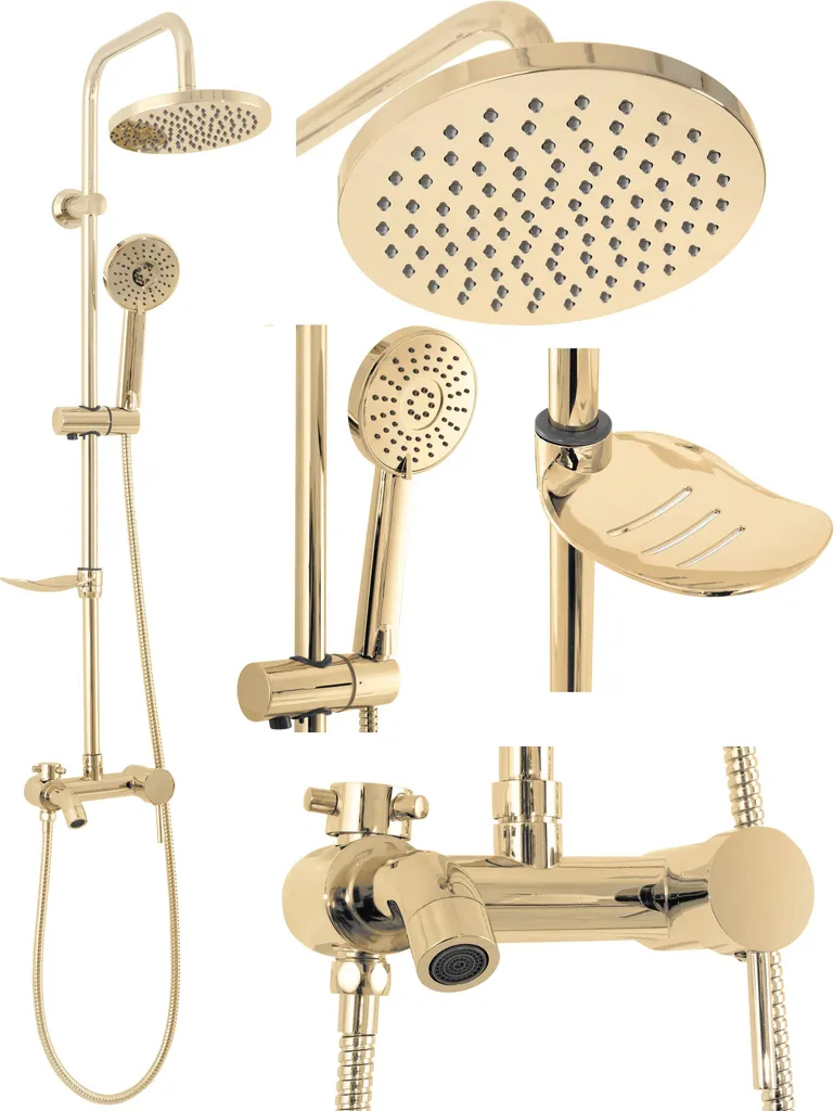 Set Doccia da Incasso Rea Luis Gold | Rubinetteria Oro Spazzolato Design