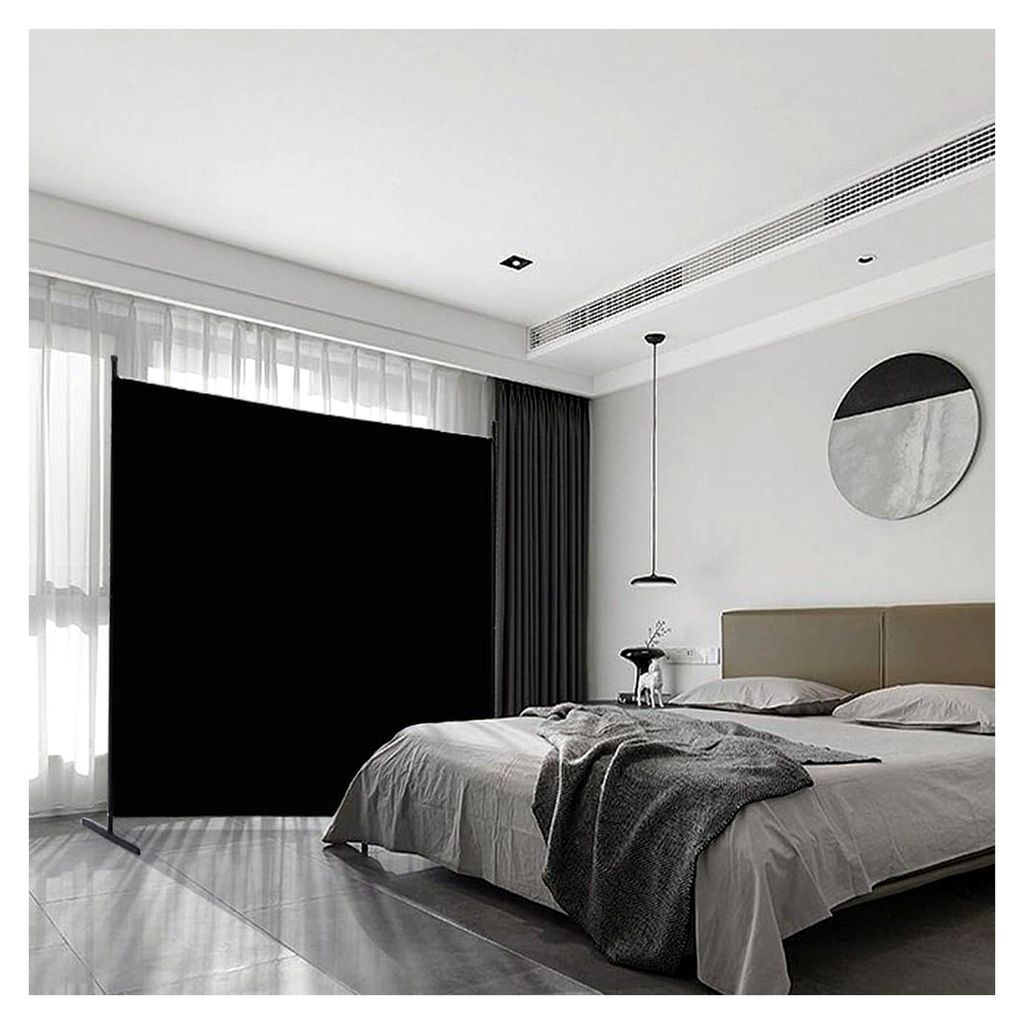 Raumteiler Trennwand Innen Garten Stellwand Balkon Sichtschutz Paravent Spanische Wand Quadratisch aus Stoff 1-teilig für Büros, 175x176cm, Schwarz