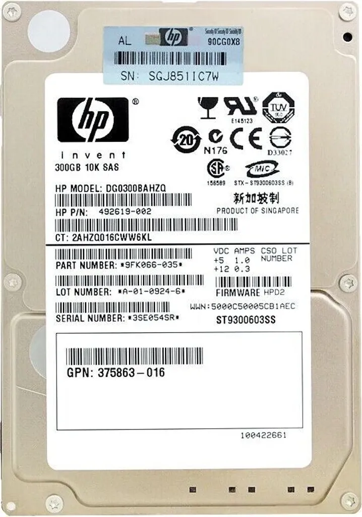 Hard Disk Server HP DG0300BAHZQ 300GB 10K SAS 492619-002