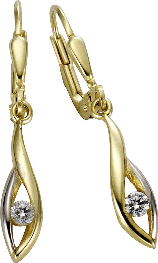 F Ohrhänger 333/- Gold 3cm mehrfarbig Zirkonia weiß 371330547