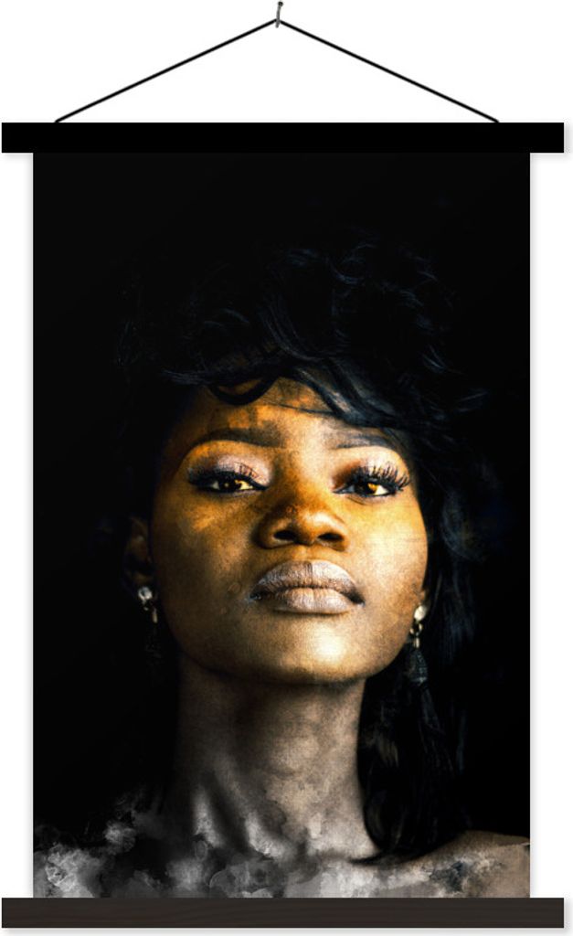 MuchoWow Textilposter Frau - Ohrringe - Lehm 60x90 cm mit schwarzem Rahmen - Poster Wohnzimmer