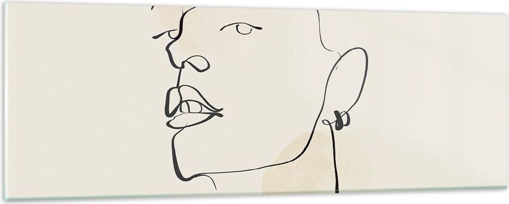 Bilder auf glas - Einteilig - Minimalismus Porträt Linie - 90x30cm - Glasbilder - Wandbilder - Bilder - zum Aufhängen bereit - Wanddekoration aus...