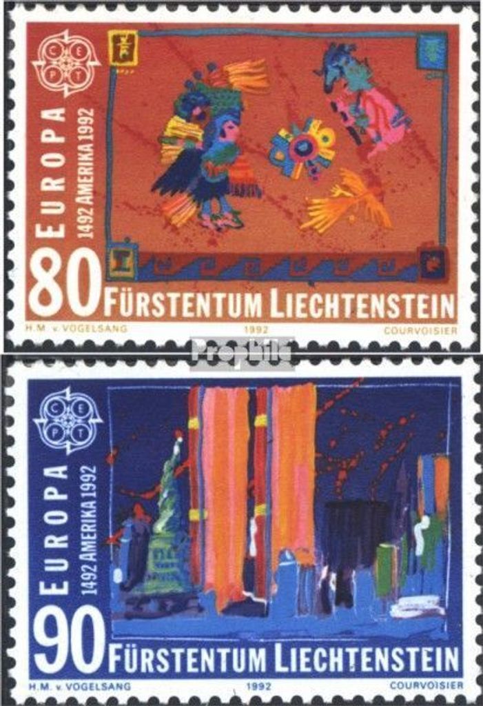 Briefmarken Liechtenstein 1992 Mi 1033-1034 (kompl.Ausg.) gestempelt Europamarken