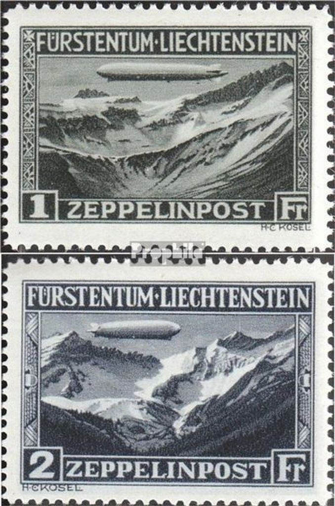 Briefmarken Liechtenstein 1931 Mi 114-115 (kompl.Ausg.) mit Falz Graf Zeppelin