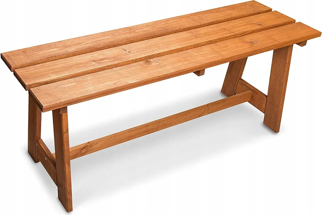 Banc de jardin sans dossier 119 cm bois marron pour terrasse et entrée