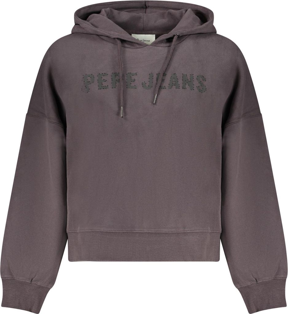 Schwarzes Damen Kapuzensweatshirt aus Baumwolle mit Strass und Druck