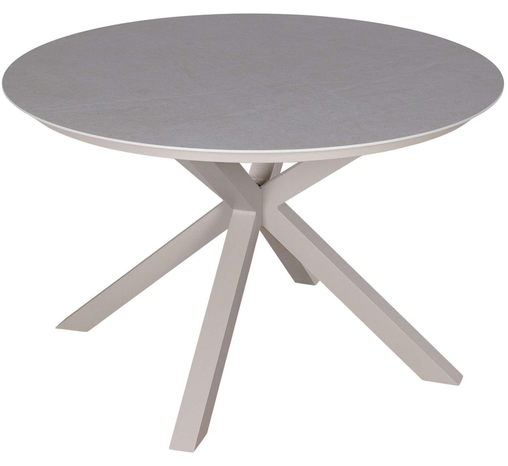 Tisch Malaga - rund Ø 120 cm - gesinterter Stein elfenbein - Gestell Kreuz-Form