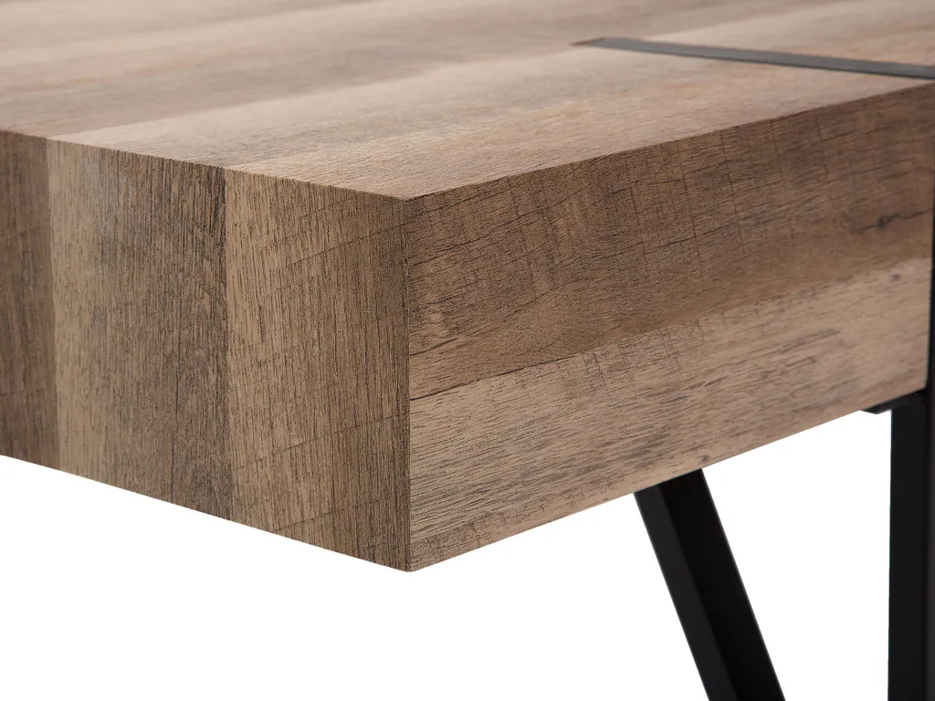Table basse BELIANI en bois marron et métal noir MDF 60x110 cm rectangulaire - 6