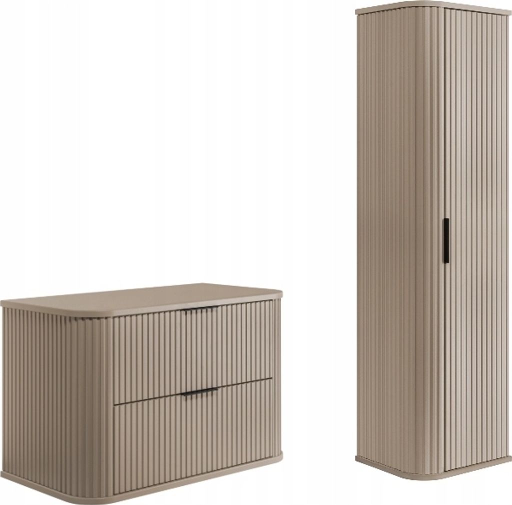 Rodan | Badmöbel Set - Beige Matt | 80/52/41 cm & 35/139/31 Produktbild 