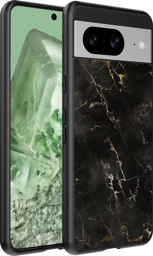 Geeignet für Google Pixel 8 Telefon Fall mit Marmor Druck - TPU zurück Abdeckung Fall schwarz Marmor Design - Schwarz - Smartphonica