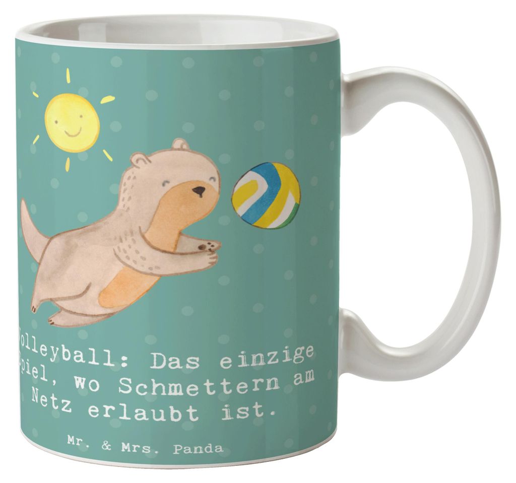 Mr. & Mrs. Panda Kaffeetasse Volleyball Schmettern - Meeresbrise - Geschenk, Teamsport, Spaß, körperliche Fitness, Schmetterball, Trinkbecher, Sp...