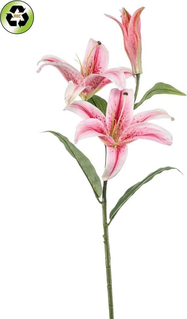 artplants.de Kunstblume Tigerlilie KRAWEL, Eco Collection, rosa-pink, 85cm - Künstliche Blume