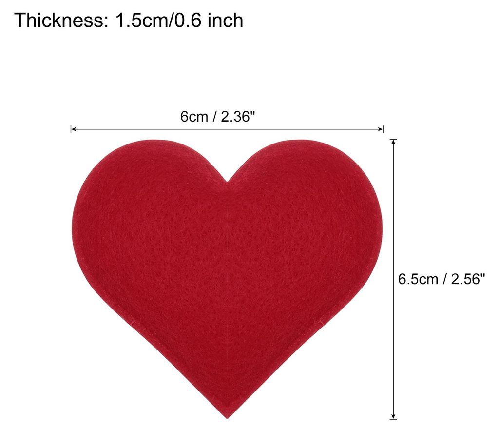 Herzen aus Filz in Herzform Pom Pom Valentinstag Herzen Basteln 6,1 cm x 6,6 cm fš¹r Heimdekoration Party Basteln Kunst, Rot, Packung mit 20