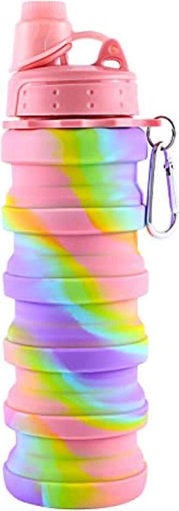 ASKSA Faltbare Trinkflasche, Trinkflasche BPA Frei, Faltbare Wasserflasche 500ml, Reise Wasserflasche Faltbar, Camping Zubehoer, Wandern Zubehoer,S...