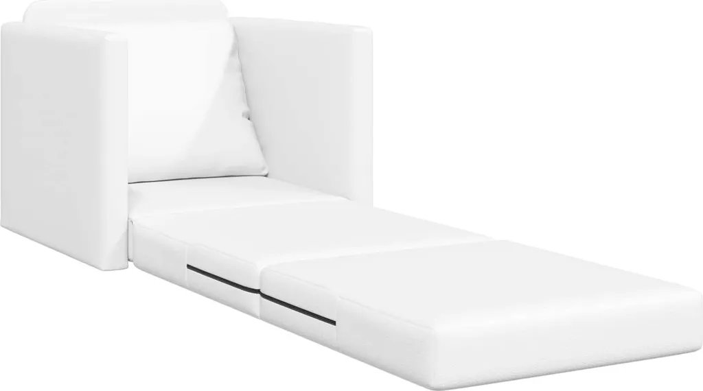 Lit d'Appoint Pliable pour Studio - Canapé Convertible Blanc en PVC - 4