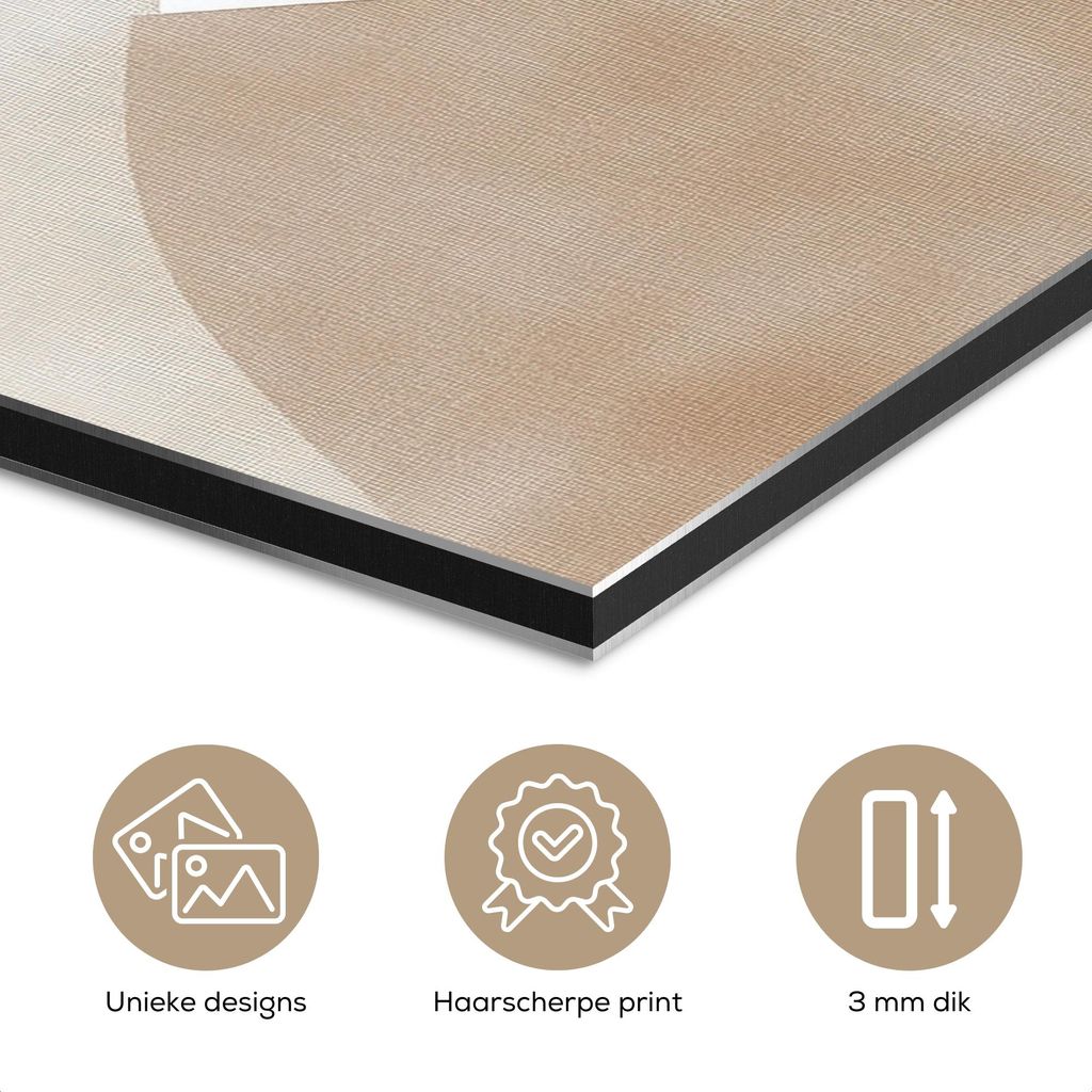 MuchoWow Wanddekoration Metall Metallbild Wandkunst 40x60 cm Braun - Japandi - Abstrakt MuchoWow Aluminium Gemälde - Wanddekoration aus Aluminium