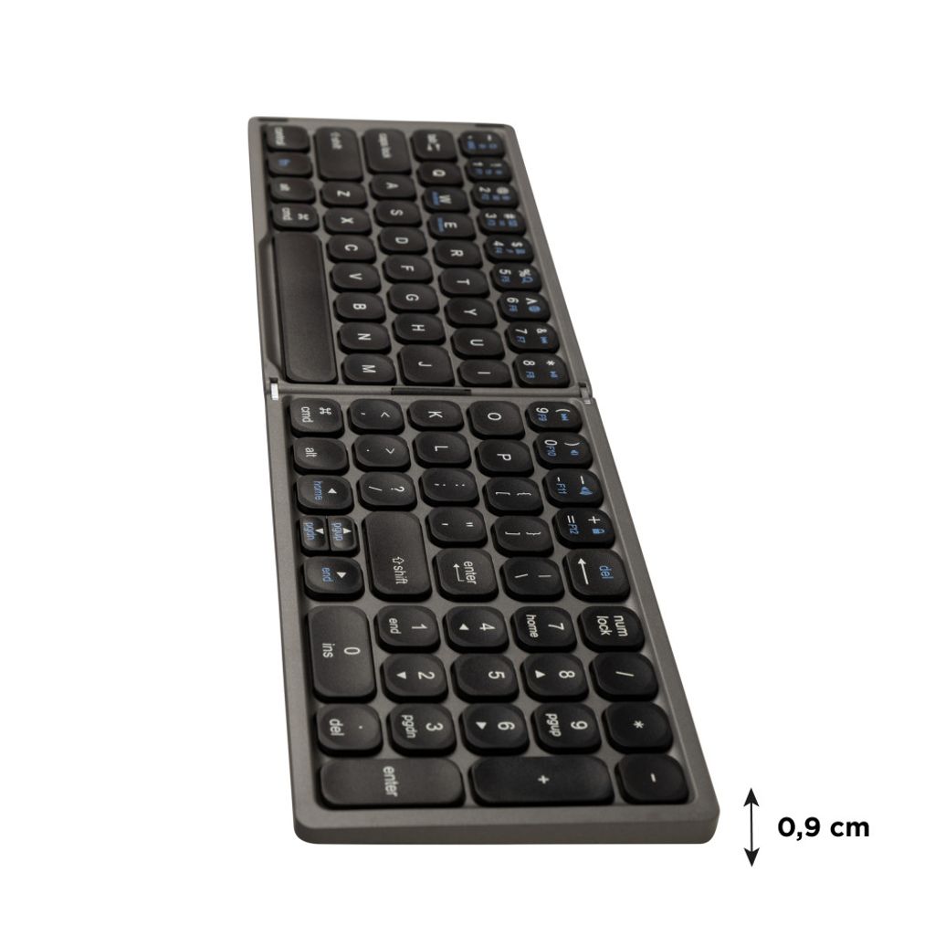 Wiederaufladbare Mini Tastatur kabellos Faltbare Bluetooth Tastatur mit Touchpad Smarthandy Grau Leise QWERTZ Layout Klapptastatur für Tablet 