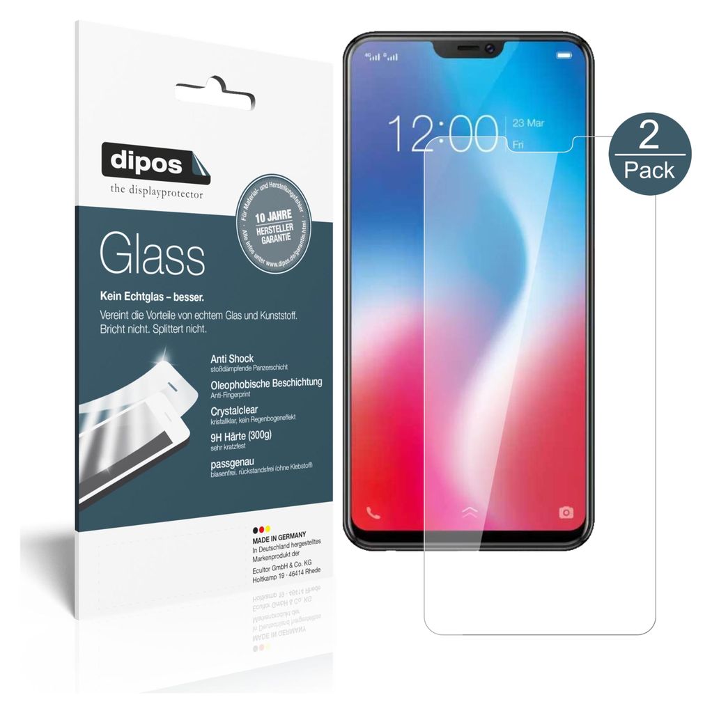 2x Schutzfolie für Vivo V9 Pro - Anti-Shock 9H Folie dipos Produktbild 