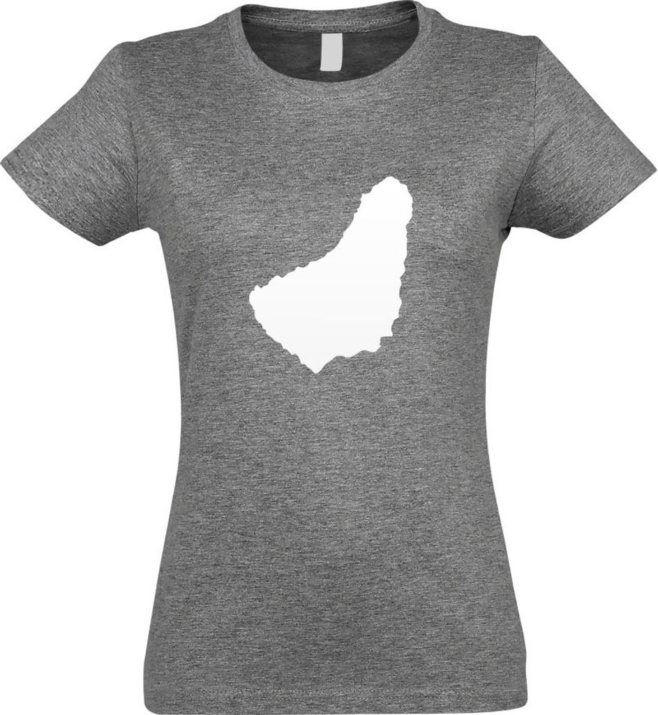 Kiwistar - T-Shirt tailliert - Damen - Graumeliert - Barbados Umriss Kontur - mit Motiv Bedruckt - Funshirt Design - Sport - Freizeit - Damen - S