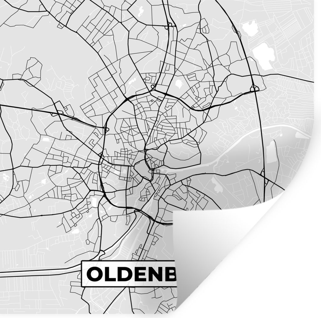 MuchoWow Wandtattoo Wandsticker Wandaufkleber Karte - Stadtplan - Deutschland - Oldenburg - Karte 50x50 cm Selbstklebend und Repositionierbar - S...
