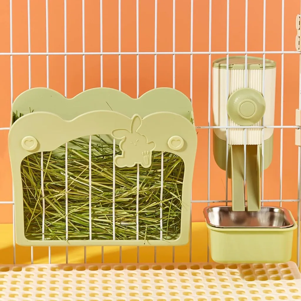 Râtelier à Foin Suspendu avec Porte-Légumes pour Cage de Rongeur