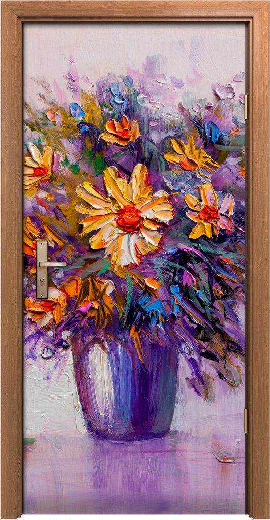 Türposter 90x200 cm Türaufkleber Türtapete Türfolie Klebefolie Wand Kunst groß Gemälde Gänseblümchen