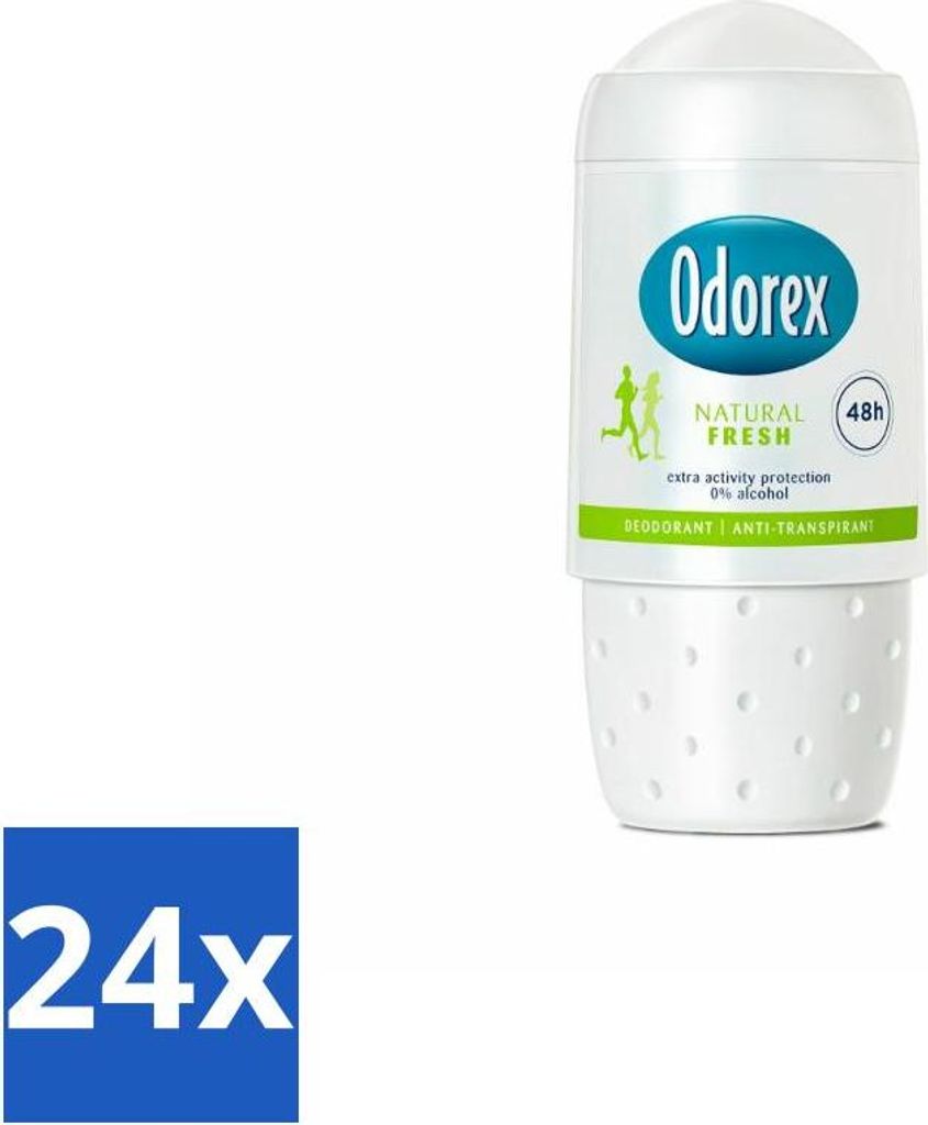Odorex - Deodorant Roller - Natural Fresh - Natürliche Frische - 50 ml - Vorteilspack - 24 Stücke