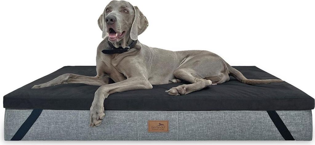 tierlando Ortho-Topper High-Tech-Velours | Orthopädische Hundematratzenauflage waschbar - Größe: 150x100cm | Farbe: 03 Schwarz