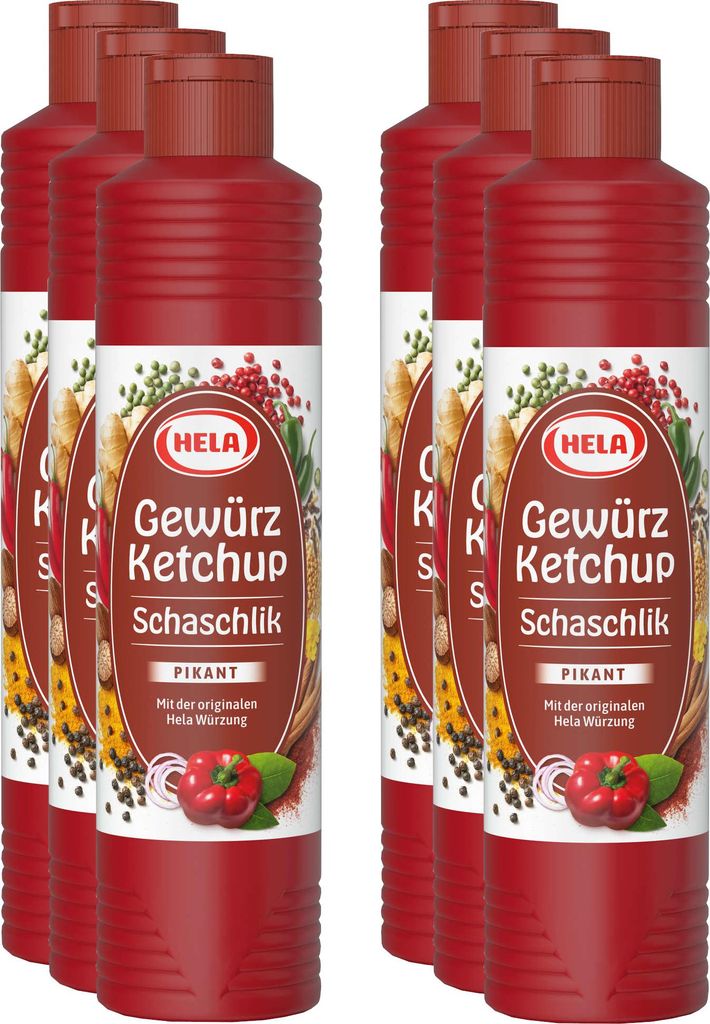 6 x Hela Ketchup Schaschlik pikant Gewürzketchup 800 ml Produktbild 