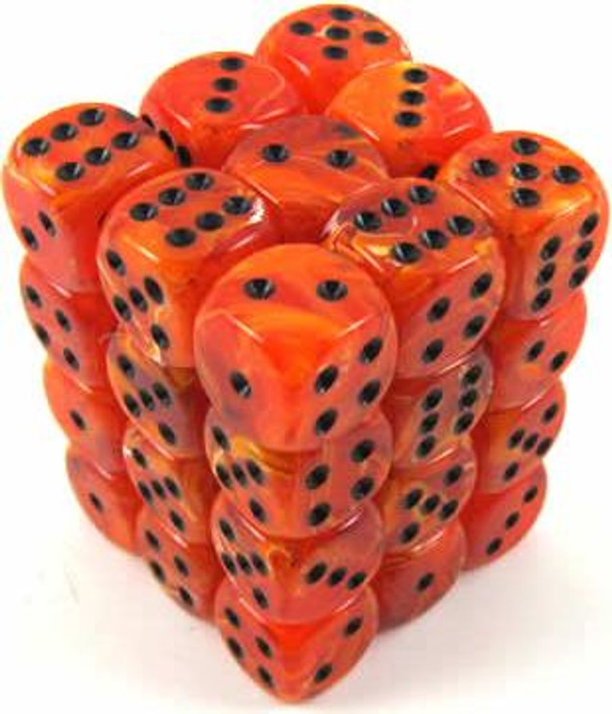 Chessex Vortex Orange/Schwarz D6 12mm Würfelset (36 Stück)
