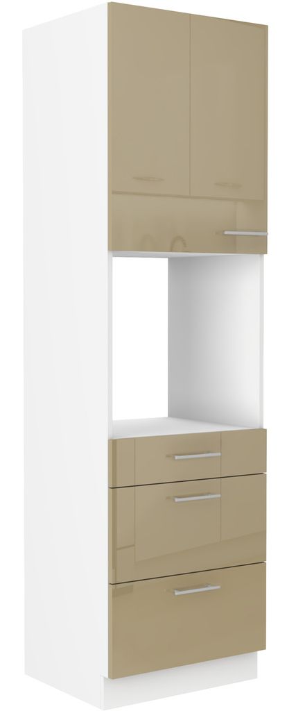 Küchenschrank für Einbaubackofen mit Schubladen LAJLA – Breite 60 cm, Cappuccino/Weiß