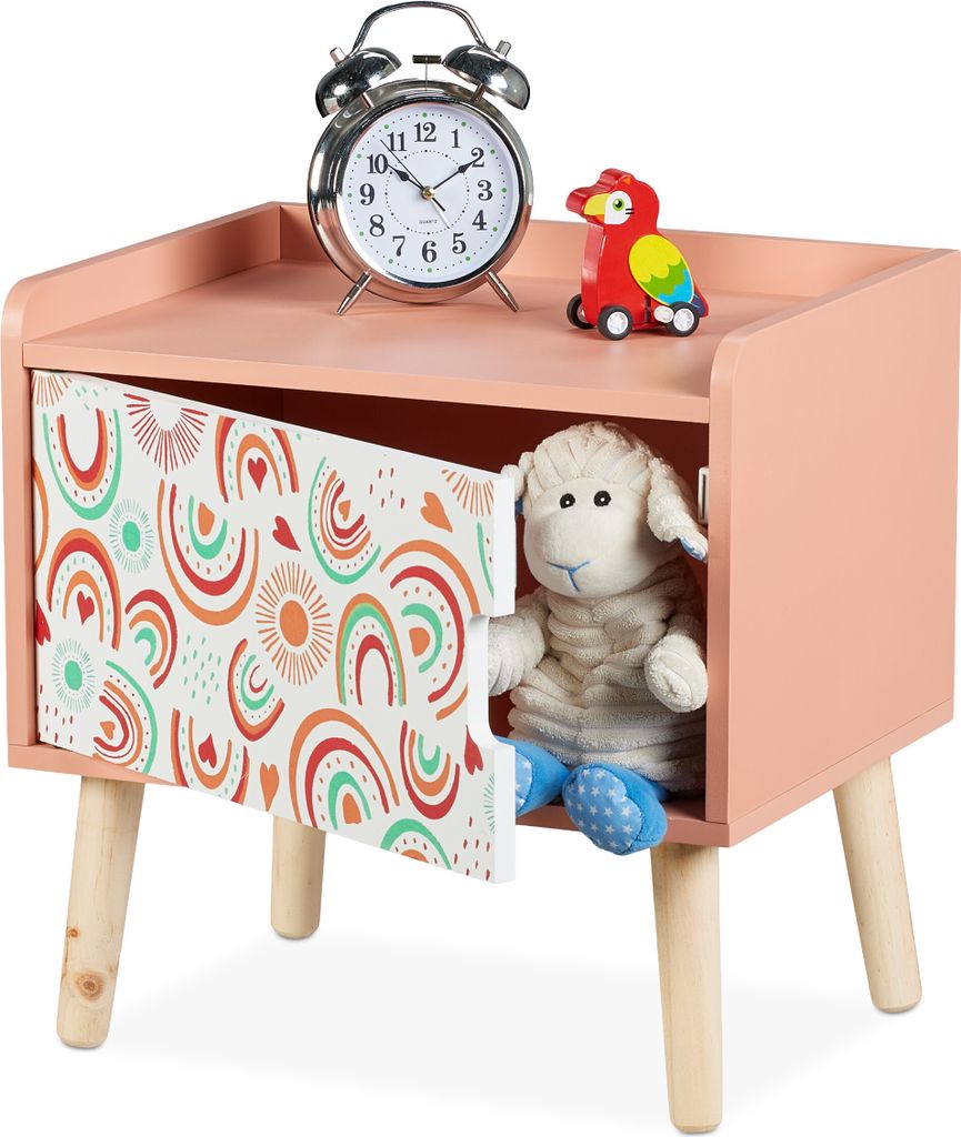 Comodino Relaxdays per bambini, con vano portaoggetti, L x Immagine del prodotto 