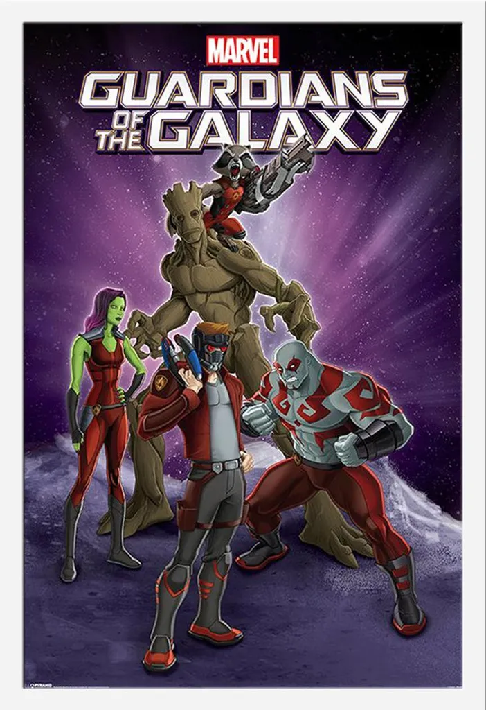 Poster Marvel encadré sans pliure sous vitre acrylique cadre blanc