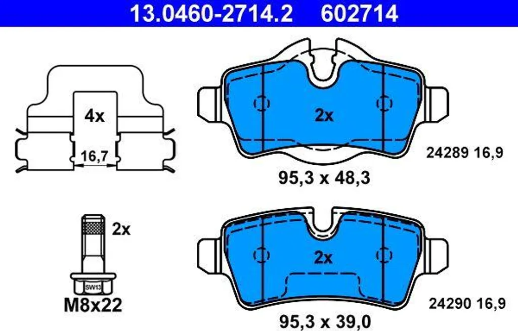 Plaquettes de frein ATE 13.0460-2714.2 pour Mini Cooper et Clubman OE