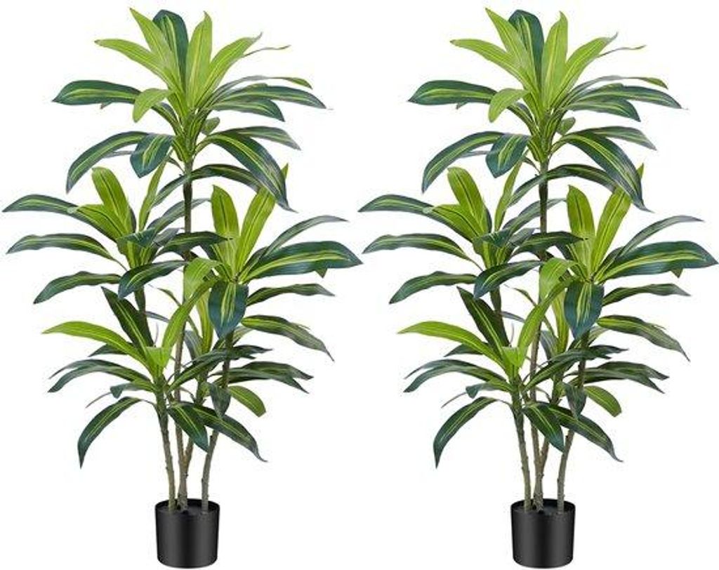 Dracaena Kunstplanten 120cm Groot met Zwarte Plantenbak Binnen Thuis Woonkamer Dekoration