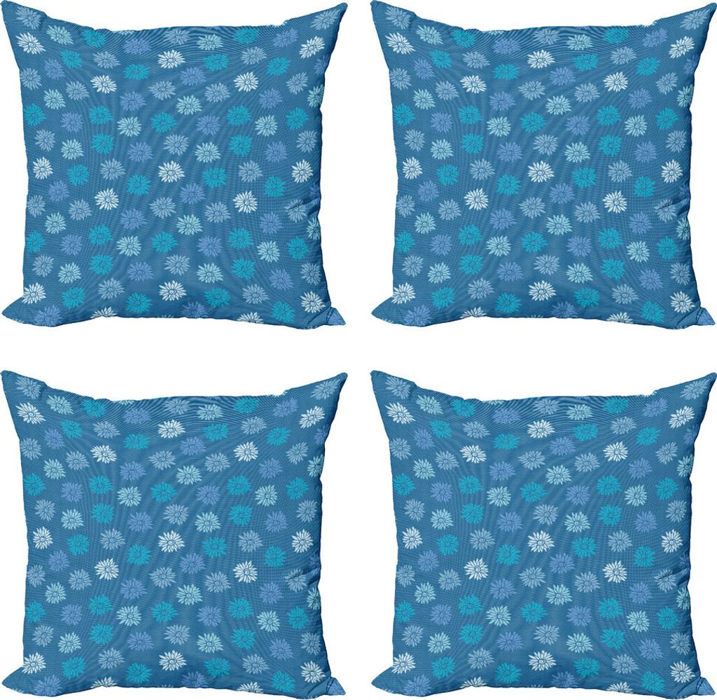 ABAKUHAUS Blumen Kissenbezug Set (4 Stück), Zier Wiederholter Blumen, Moderner Doppelseitiger Digitaldruck, 50 cm x 50 cm, Mehrfarbig
