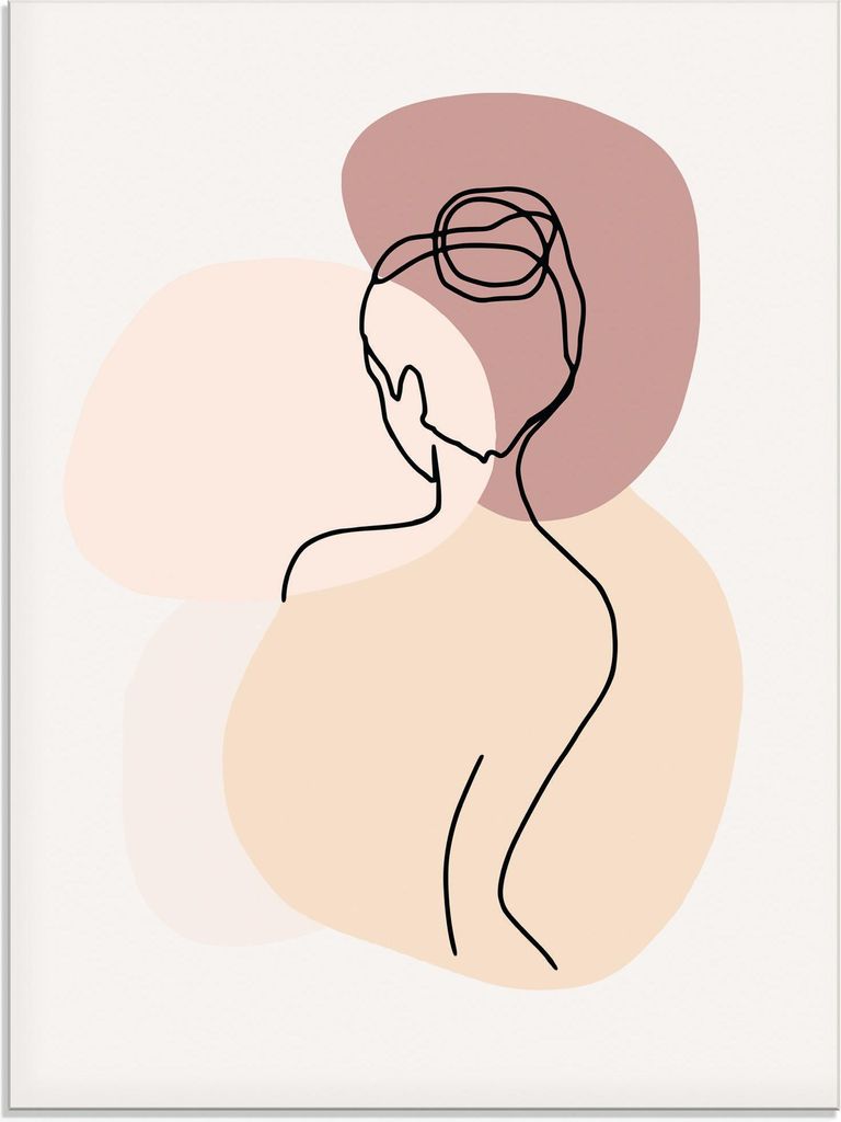 ARTland Glasbild Line Art Rücken einer Frau Größe: 45x60 cm