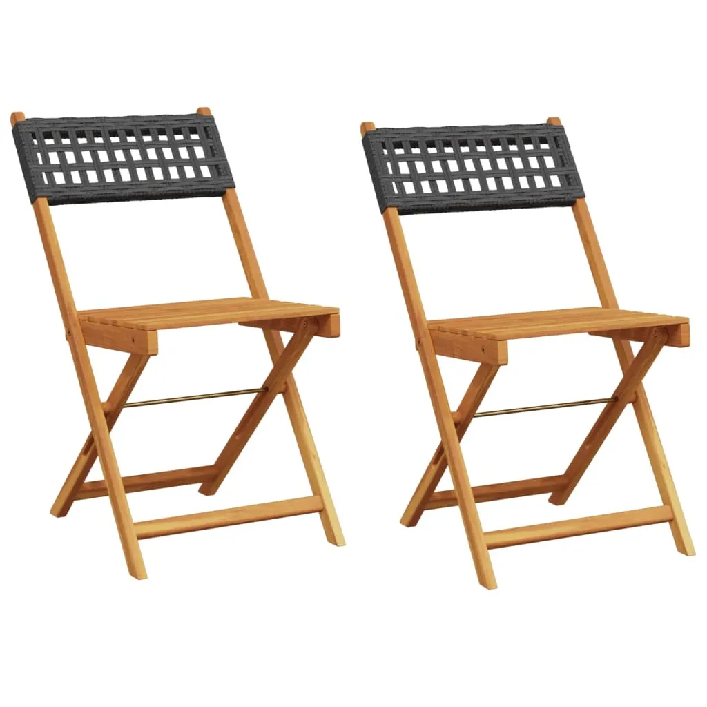 Sedie 2 pz Legno Massiccio Acacia Nera e Poly Rattan - Minimal Design - 1