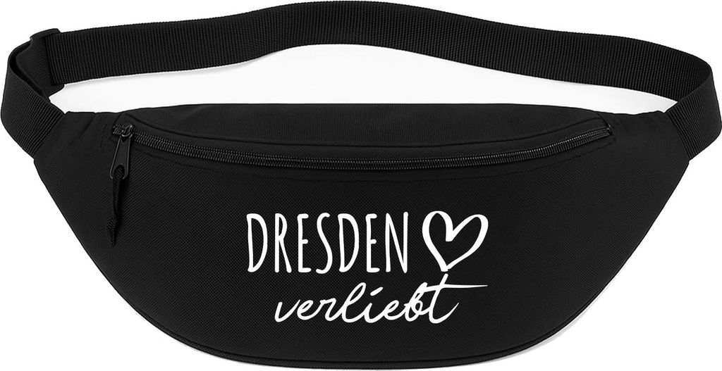 Huuraa Bauchtasche Dresden verliebt 2,5 Liter Black Polyester Crossbody Bag Geschenkidee