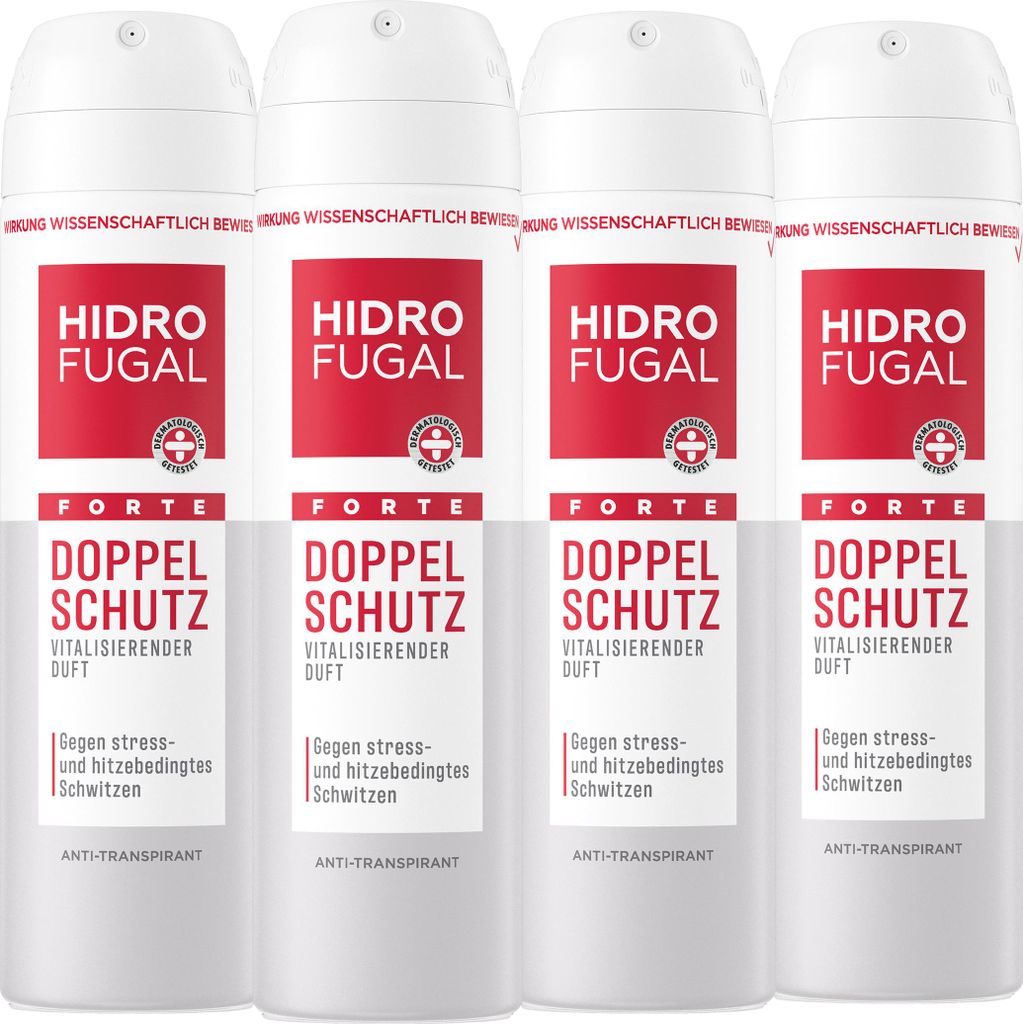 HIDROFUGAL Deo Spray FORTE DOPPEL SCHUTZ Anti-Transpirant-Schutz 4 x 150 ml