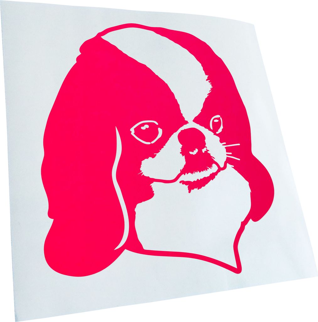 Kiwistar - Autoaufkleber - Japanese chin Hund - Neonpink - 40x36cm - Aufkleber für Auto, Laptop, Fahrrad, LKW, Motorrad mehrfarbig JDM Decal Racing