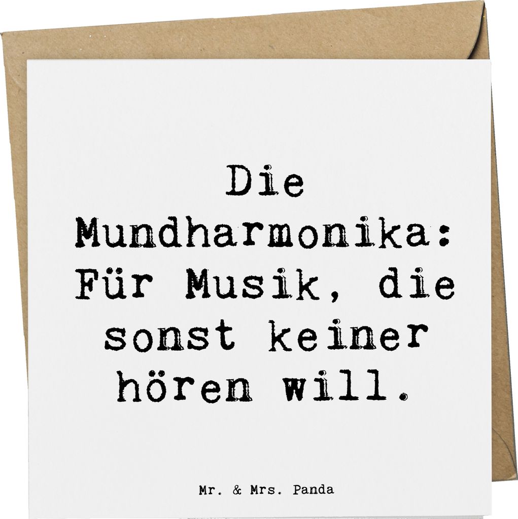Mr. & Mrs. Panda Glückwunschkarte Spruch Musik Mundharmonika - Weiß - Geschenk, Klappkarte, Blues, Grußkarte, doppelkarte, Musikinstrument, Lern...