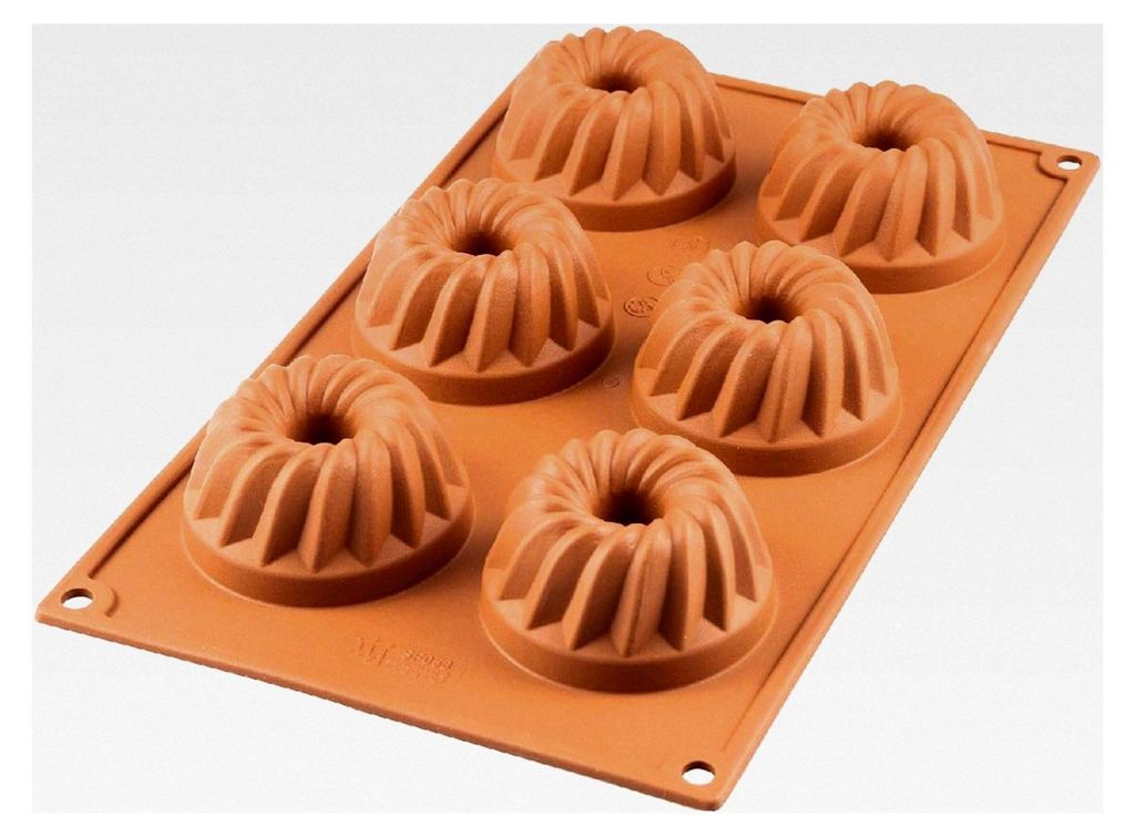 Silikonform für Monoportionen MINI, Antihaft, 6 Kavitäten, 1er Pack Kuchenform, Ø 70 h 36 mm, Italy, Terracotta