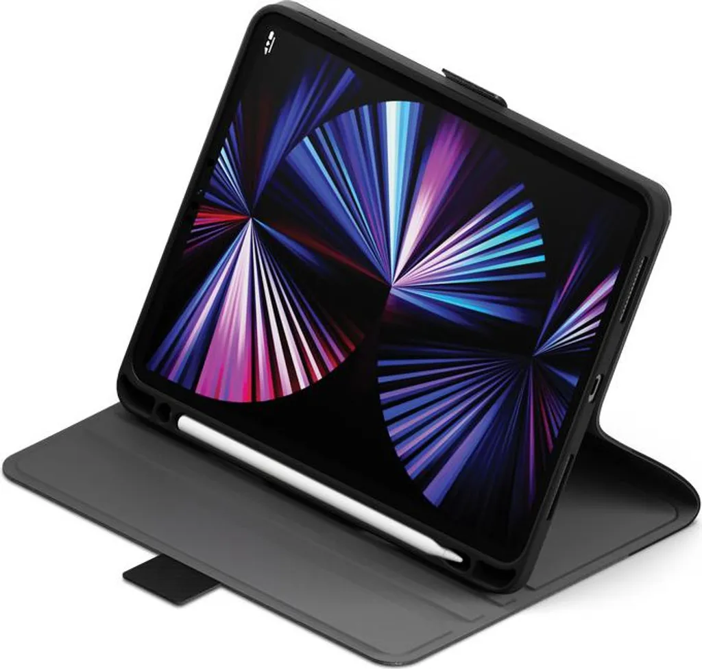 Wenlaty Custodia Per IPad Pro 11 2022/2021/2020 Con Portamatita, Supporto Pieghevole, Funzione Sveglia, TPU Morbido, Nera