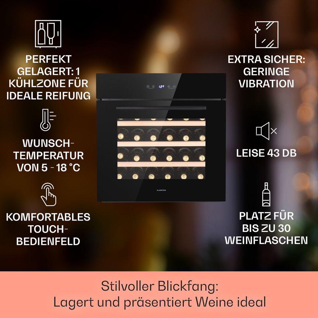 Klarstein Weinkühlschrank, 1 Zonen Getränkekühlschrank Produktbild 2
