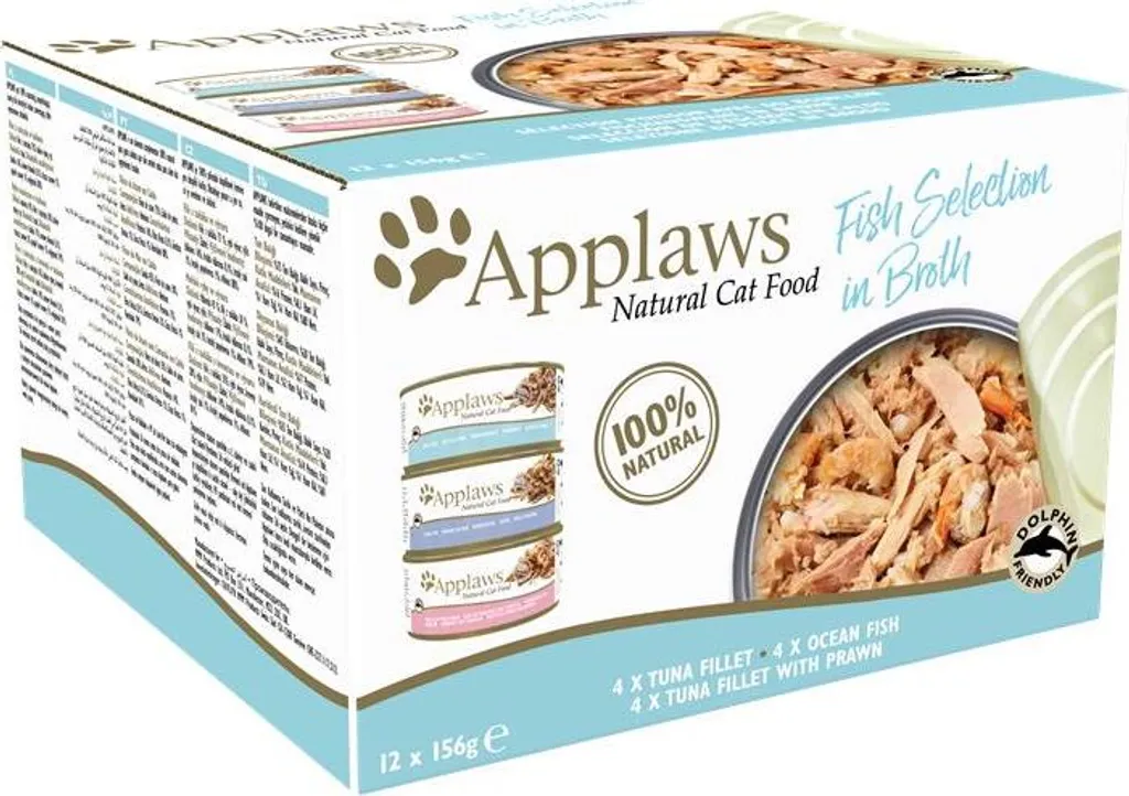 Pâtée pour Chat Applaws Sélection de Poissons - Lot de 12 Boîtes 156g