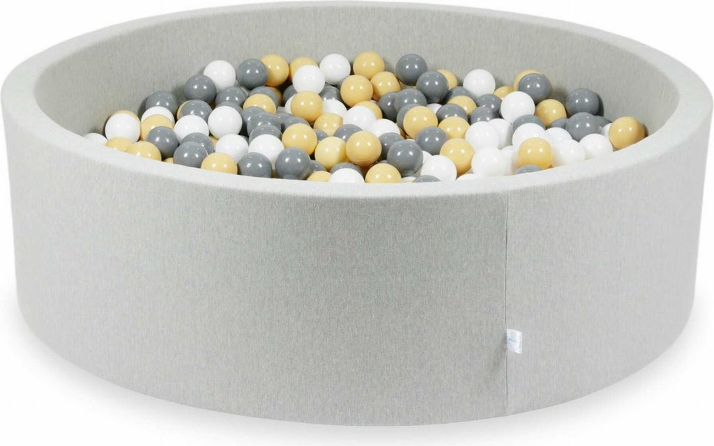 Bällebad 130x40cm hellgrau – Mit 700 Bällen / beige, grau, weiß