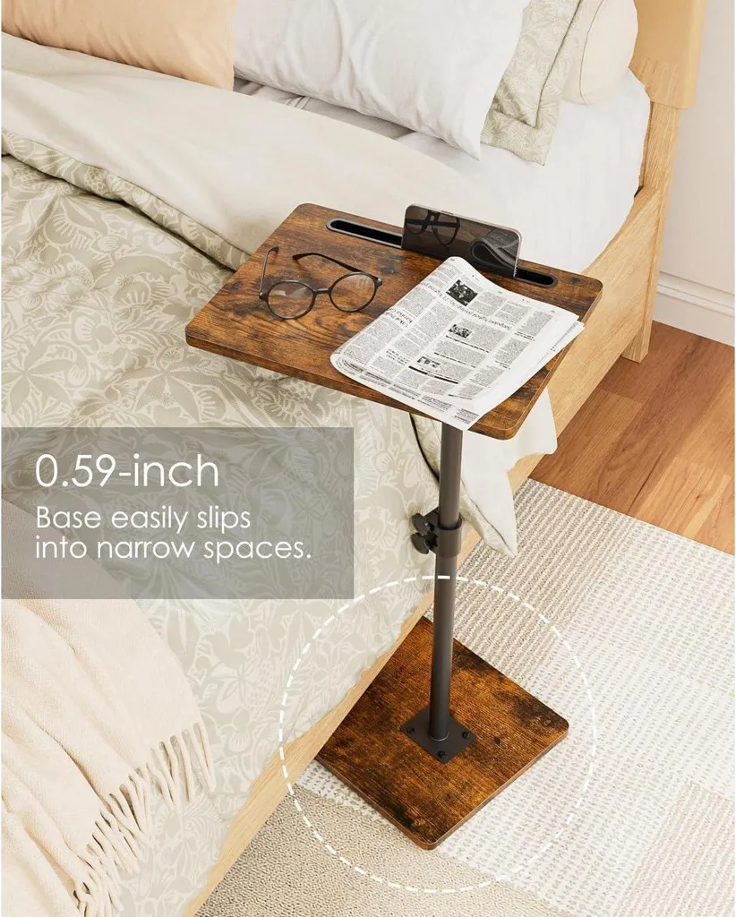 Table d'appoint C rotative, idéale petit espace, bois, hauteur réglable - 4